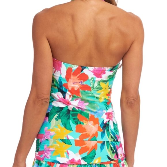 NWT La Blanca Tropea Breeze Bandeau Floral Tankini Top Sz 4 - Picture 3 of 6
